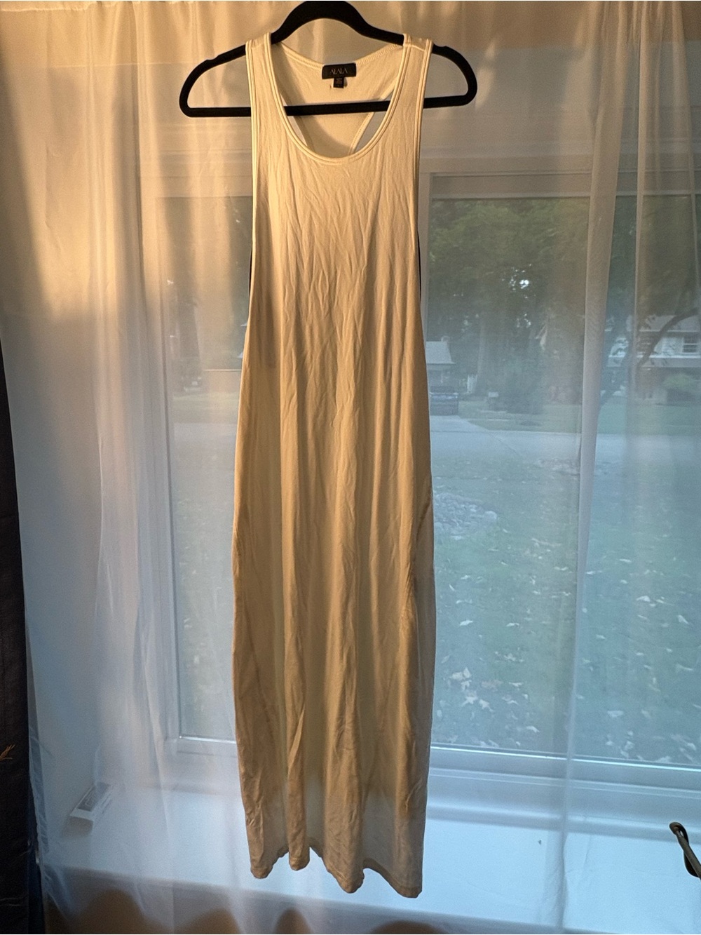 Alala White Racerback Dress with Black Mesh Detail